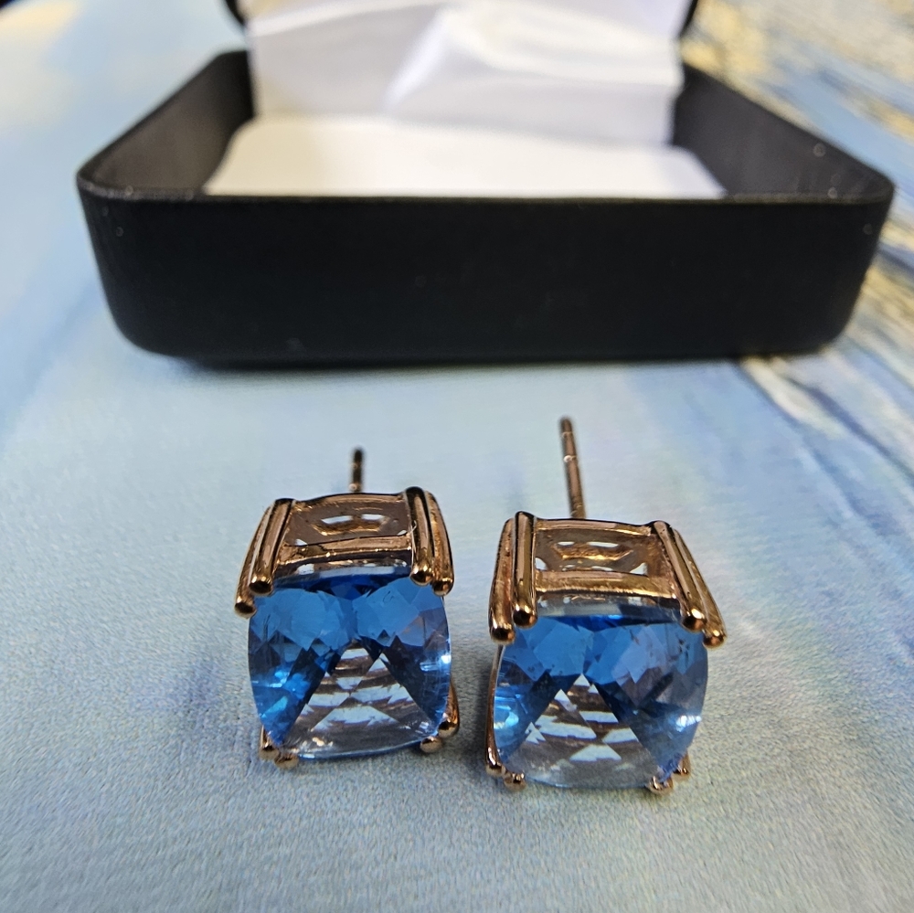 Levian Gold Earrings with Blue Gemstones. I now work from home & don't need them